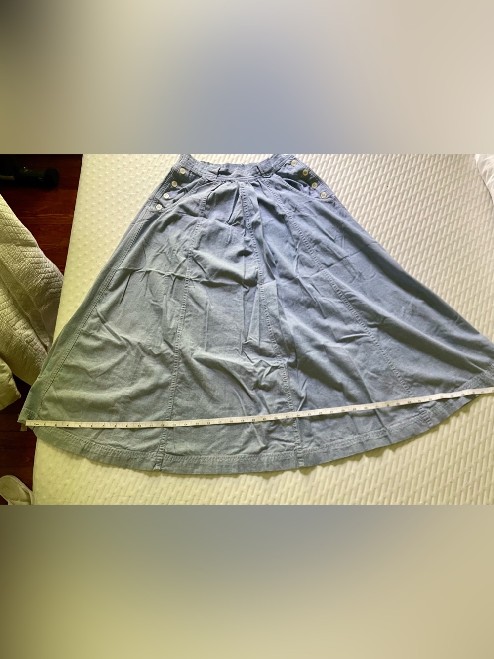 Vintage ChausSport Chambray Side-Buttons Maxi Skirt Size S - Picture 11 of 12